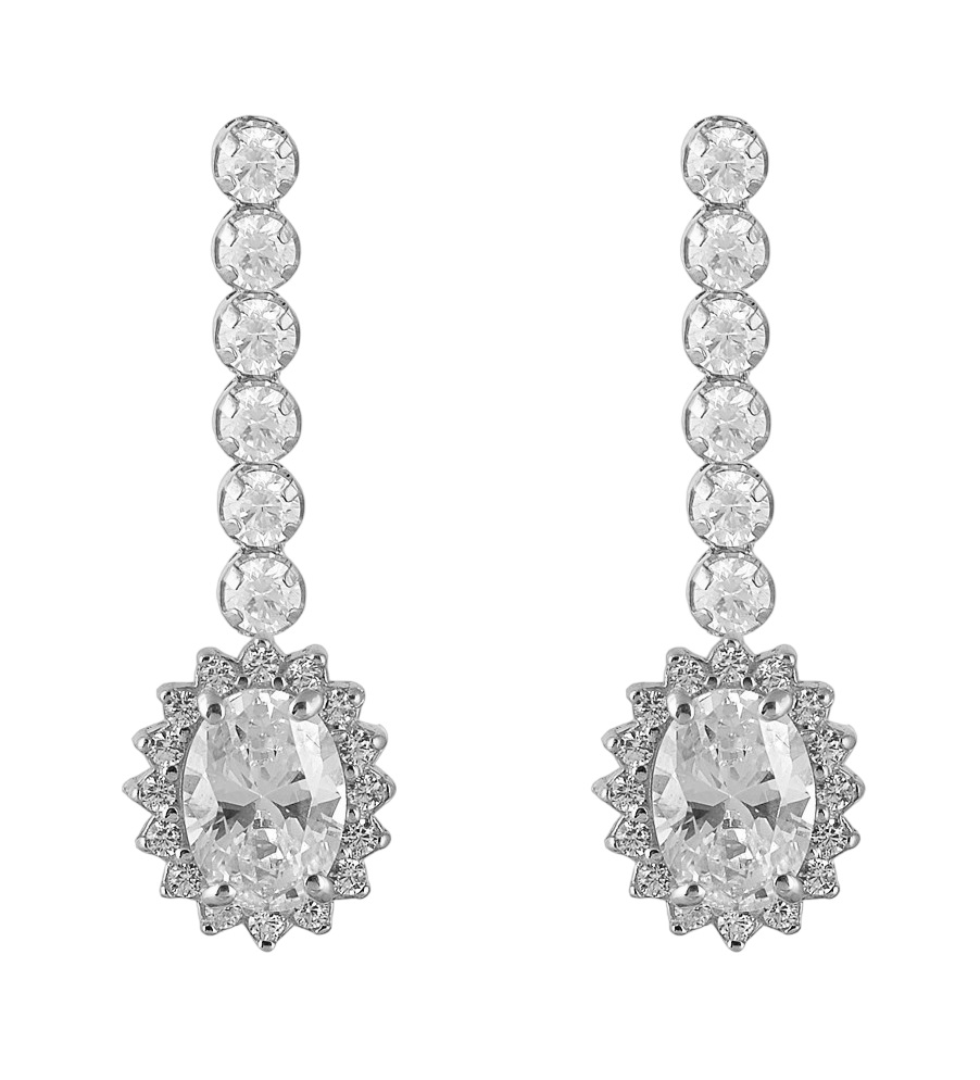 ΣΚΟΥΛΑΡΙΚΙΑ Ροζέτα με Ζιργκόν σε Κ9 Λευκό Χρυσό 044231W - 