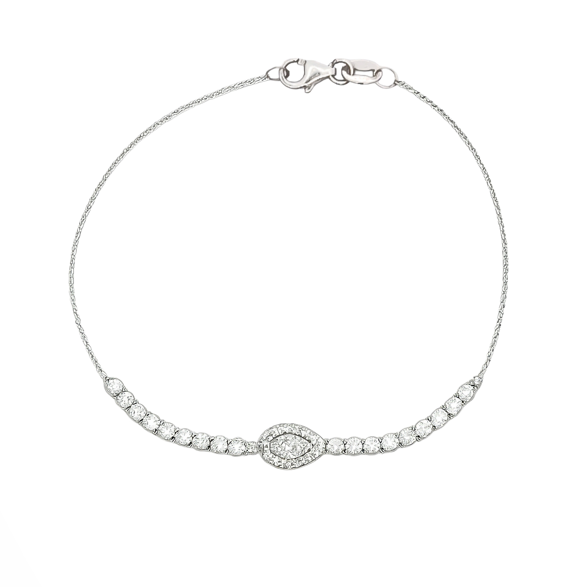 ΒΡΑΧΙΟΛΙ Ροζέτα SENZIO Collection Κ9 Λεύκο Χρυσό με Πέτρες Ζιργκόν B-FRM04S-1CHRIB3 - 