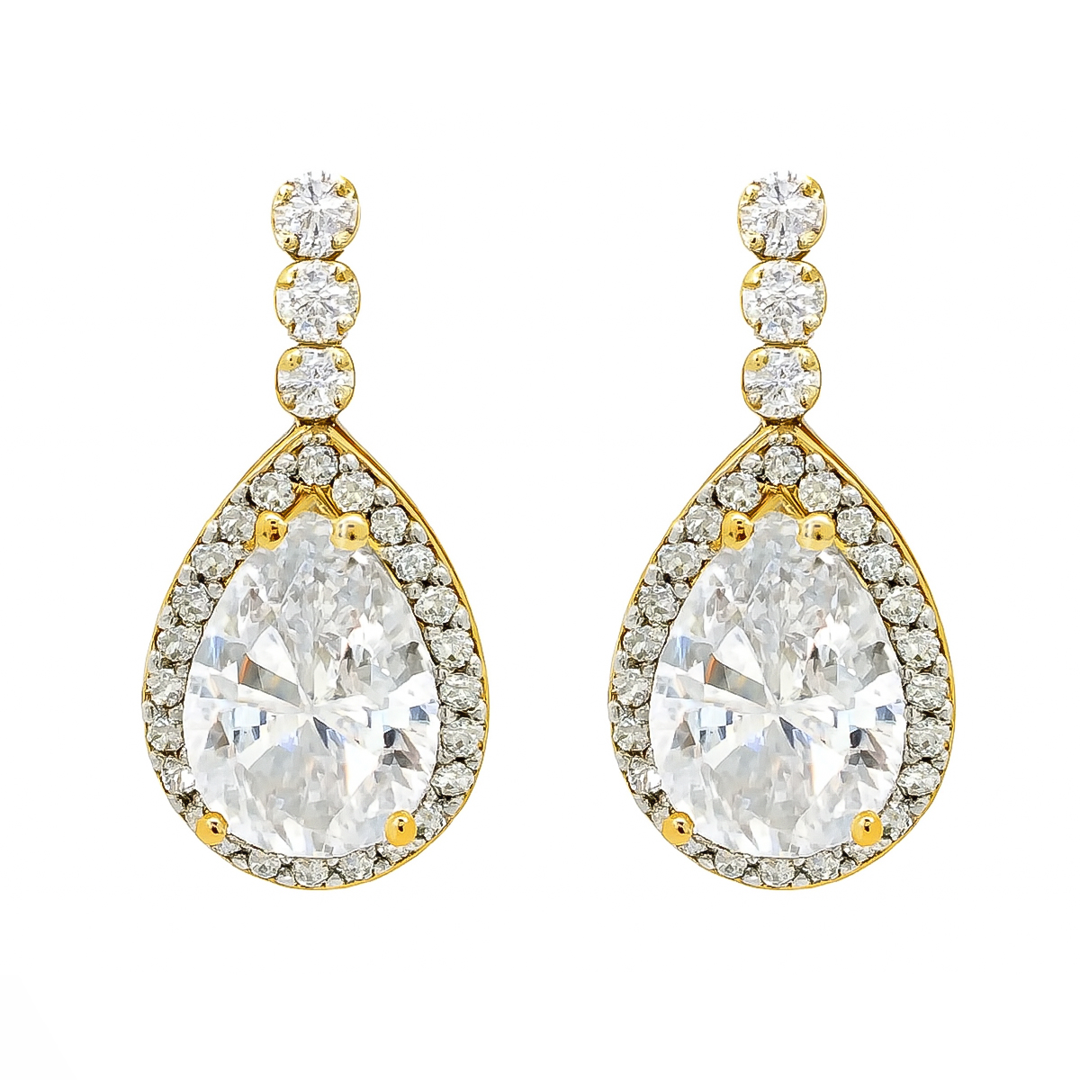 EARRINGS Rosette SENZIO Belibasakis K14 Yellow Gold with Zircon Stones E-FRM04XL-1RIB - 