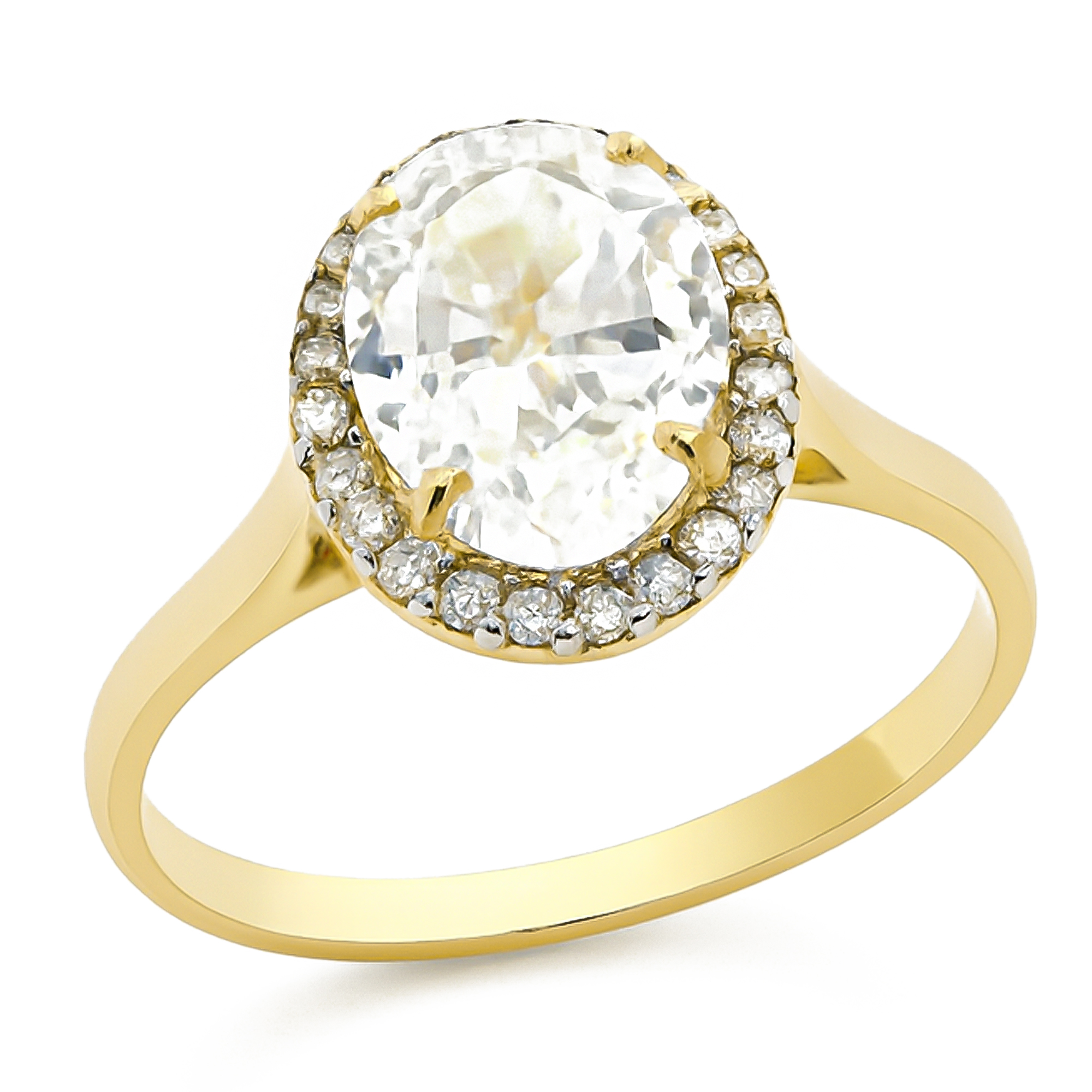 ΔΑΧΤΥΛΙΔΙ Ροζέτα SENZIO Collection Κίτρινο Χρυσό Κ9 με Πέτρες Ζιργκόν R-DRF001L-1 - 