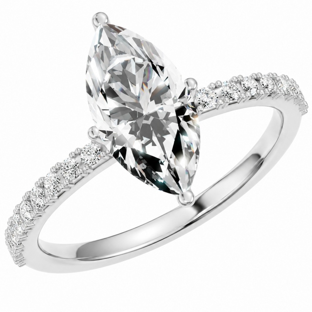 RING Stone-Set Solitaire BULEVARDI K14 White Gold with 1.65ct Lab-Grown Diamond LG0530 - 