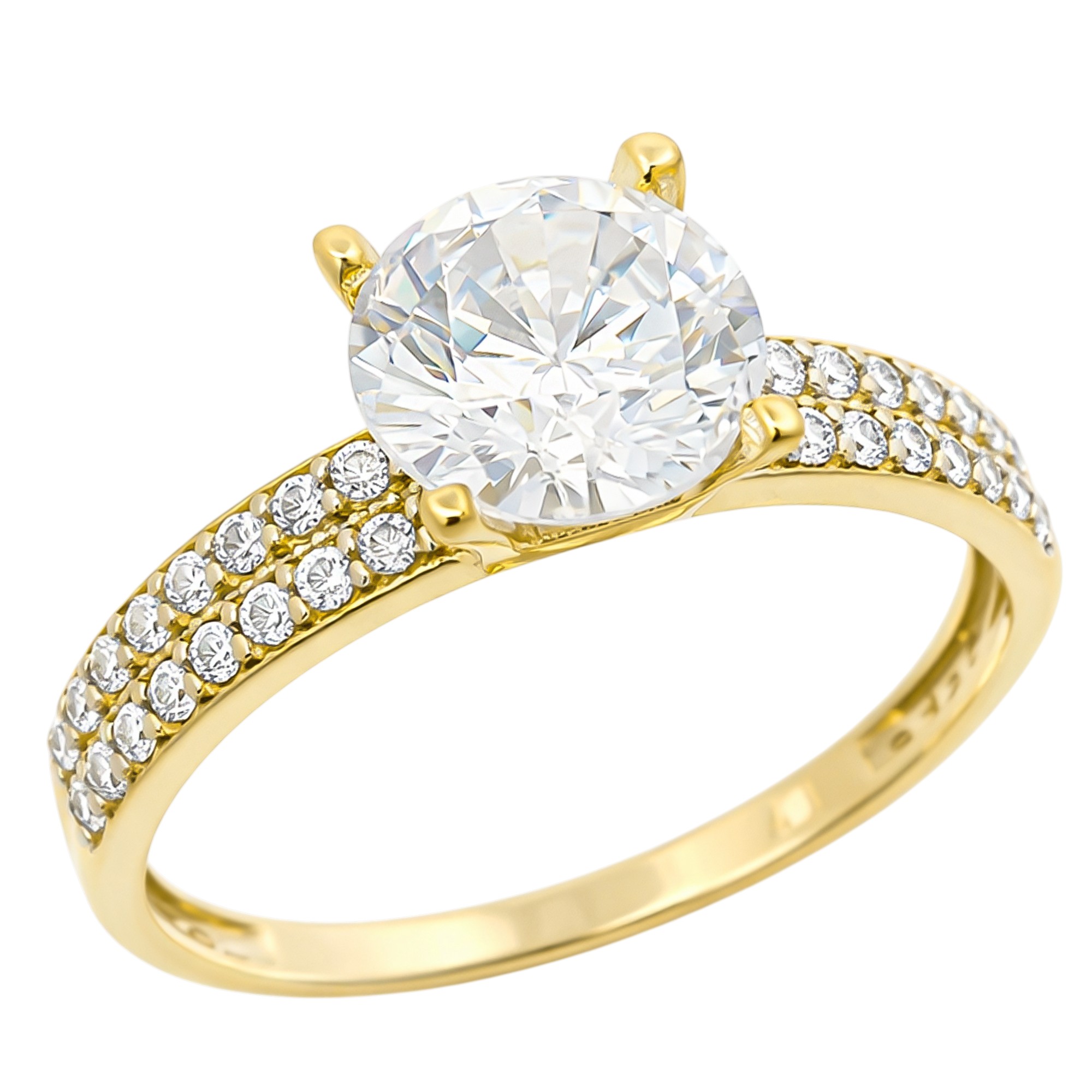 ΔΑΧΤΥΛΙΔΙ Μονόπετρο SENZIO Collection Κίτρινο Χρυσό Κ14 με Πέτρες Ζιργκόν R-DF238-1 - 