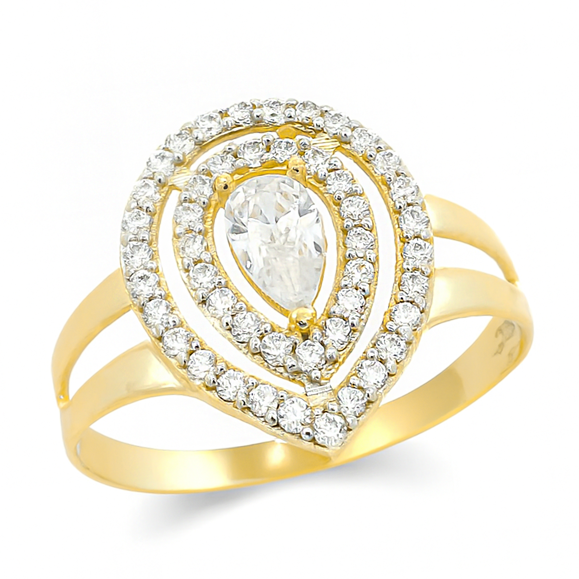 ΔΑΧΤΥΛΙΔΙ Ροζέτα SENZIO Collection Κίτρινο Χρυσό Κ9 με Πέτρες Ζιργκόν R-PRRST005S-1 - 