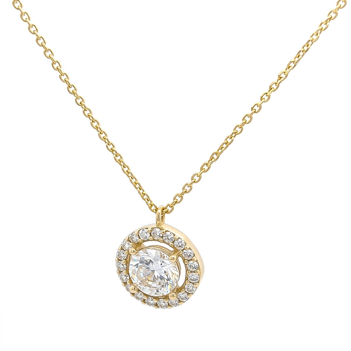 ΚΟΛΙΕ Ροζέτα SENZIO Collection Κίτρινο Χρυσό Κ9 με Πέτρες Ζιργκόν N-PRRST004S-1 - 