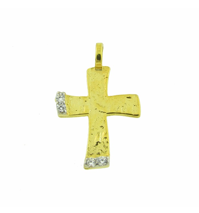 CROSS Lady's Handmade from Yellow Gold K9 with Zircon Stones 06-1006.K9