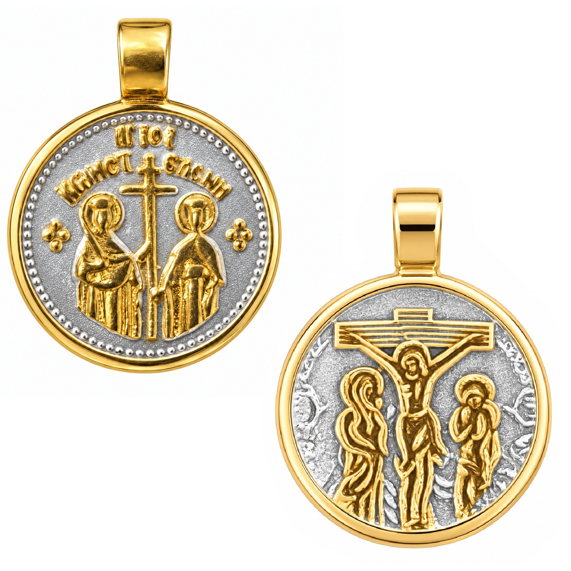 PENDANT Double Sided Konstantinato SENZIO Collection from Two-Tone Gold-Plated Silver 925° 9SEN.D023P - 