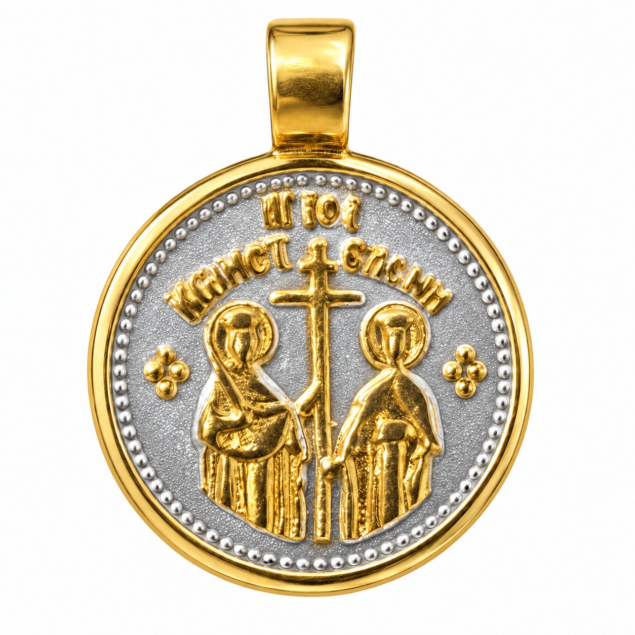PENDANT Double Sided Konstantinato SENZIO Collection from Two-Tone Gold-Plated Silver 925° 9SEN.D023P - 