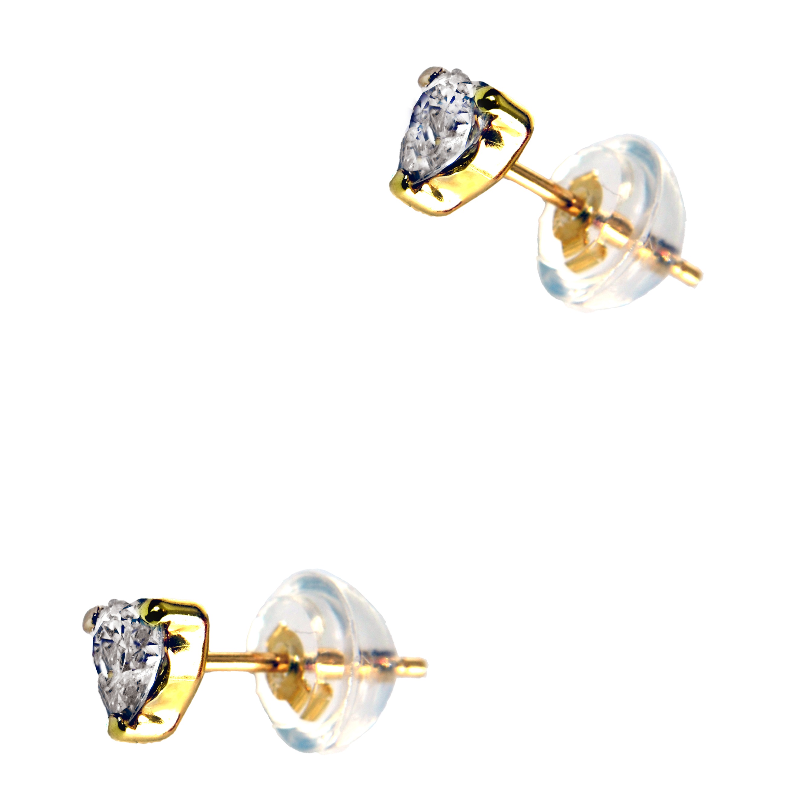 EARRINGS Single Stone Gold K9 with Zircon Stones 09E-0052