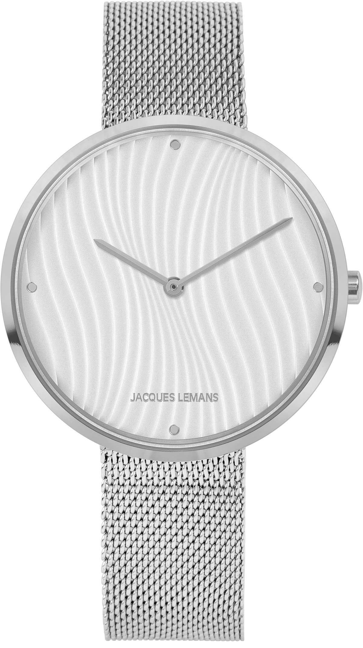 JACQUES LEMANS Design Collection Three Hands 36mm Silver Stainless Steel Mesh Bracelet 1-2093G - 