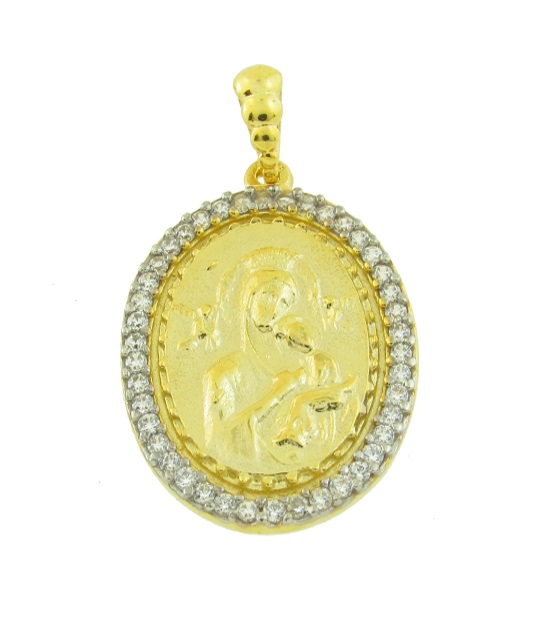 ΠΑΝΑΓΙΤΣΑ Χειροποίητη SENZIO Collection από Κ9 Κίτρινο και Λευκό Χρυσό με πέτρες Ζιργκόν 1-543 - 