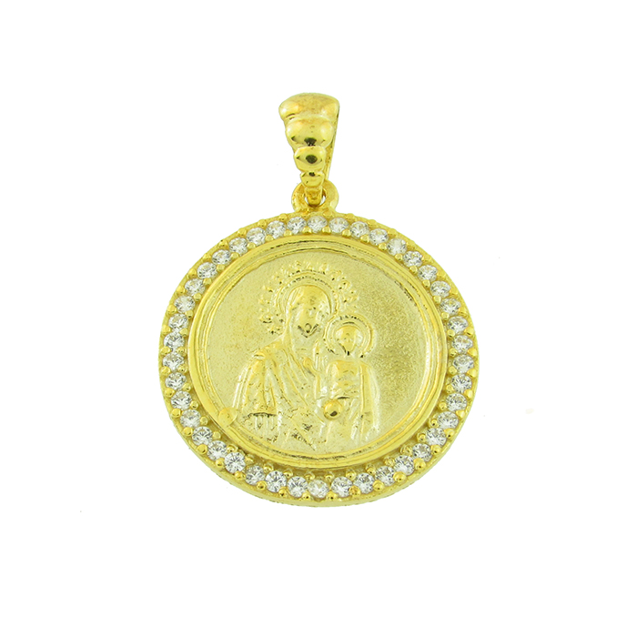 ΠΑΝΑΓΙΤΣΑ Φυλαχτό Χειροποίητη SENZIO Collection από Κ9 Κίτρινο Χρυσό με πέτρες Ζιργκόν 01-545.K9