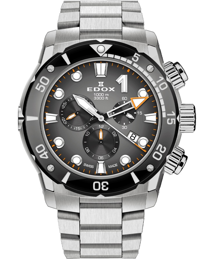 EDOX CO-1 Chronograph Gray Dial 45mm Silver Titanium Bracelet 10242-TINM-GIDNO - 