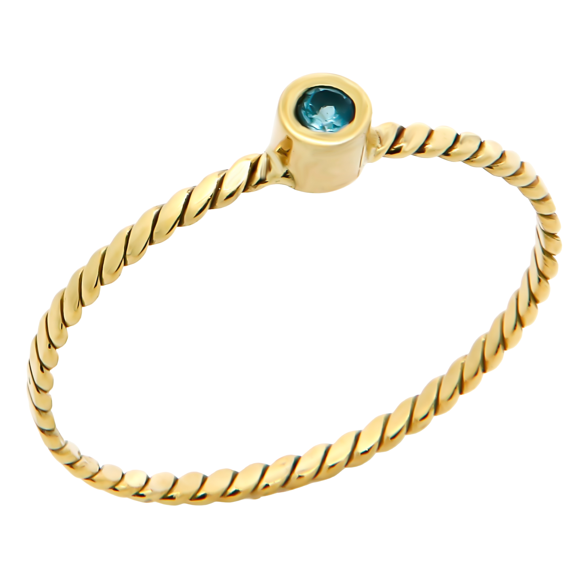 ΔΑΧΤΥΛΙΔΙ Χειροποίητο Di Natura SENZIO Collection Κ14 Κίτρινο Χρυσό με Blue Topaz 5CR.010BTR - 