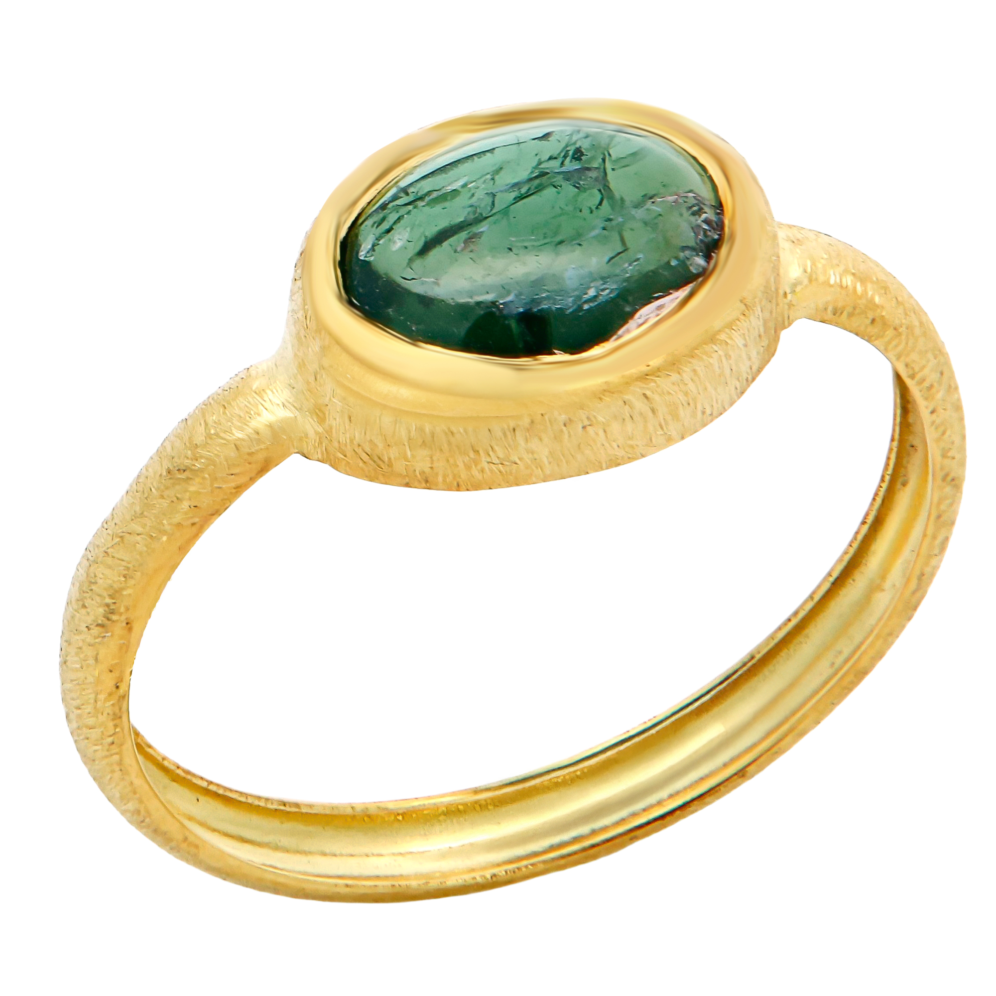 RING Handmade Solitaire Di Natura SENZIO Collection K14 Yellow Gold with Tourmaline 5CR.011GR - 