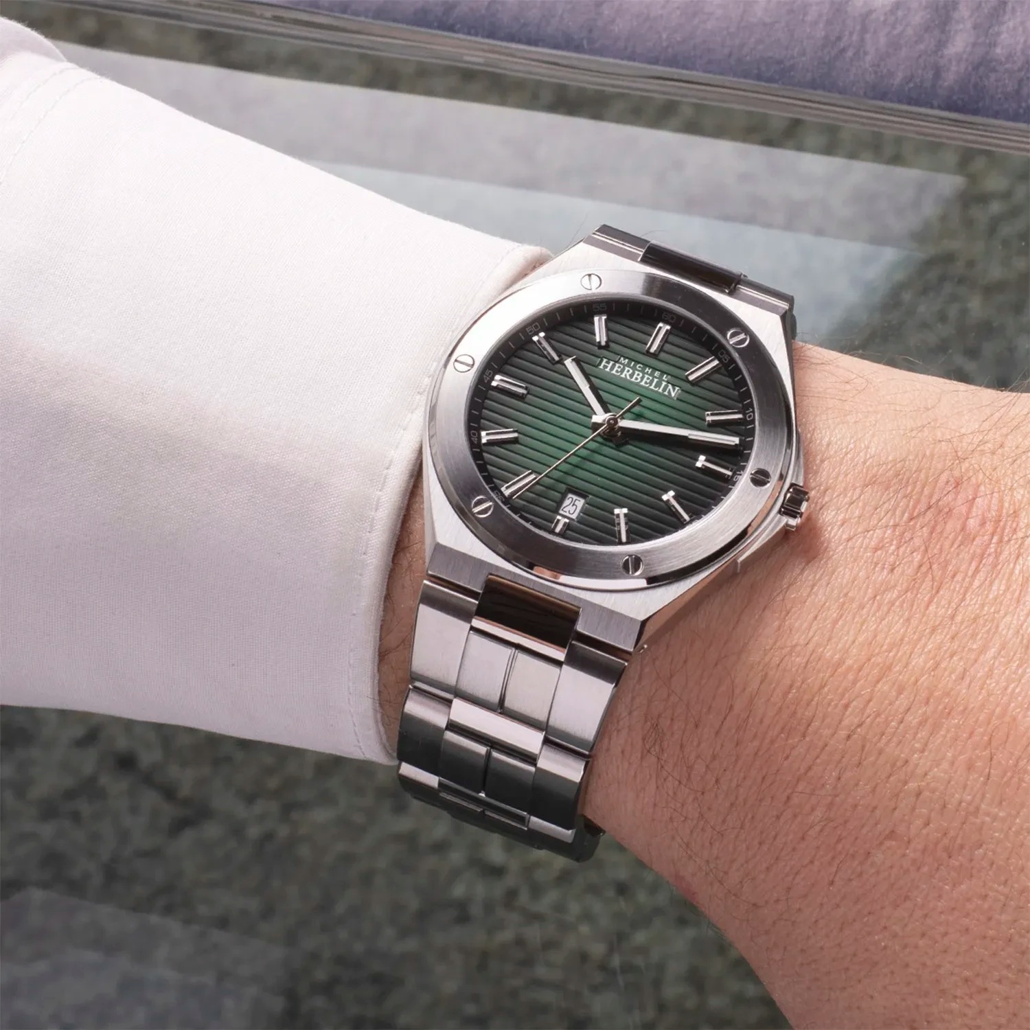 HERBELIN Cap Camarat Green Gradient Dial 40.5mm Silver Stainless Steel Bracelet 12245B16 - 