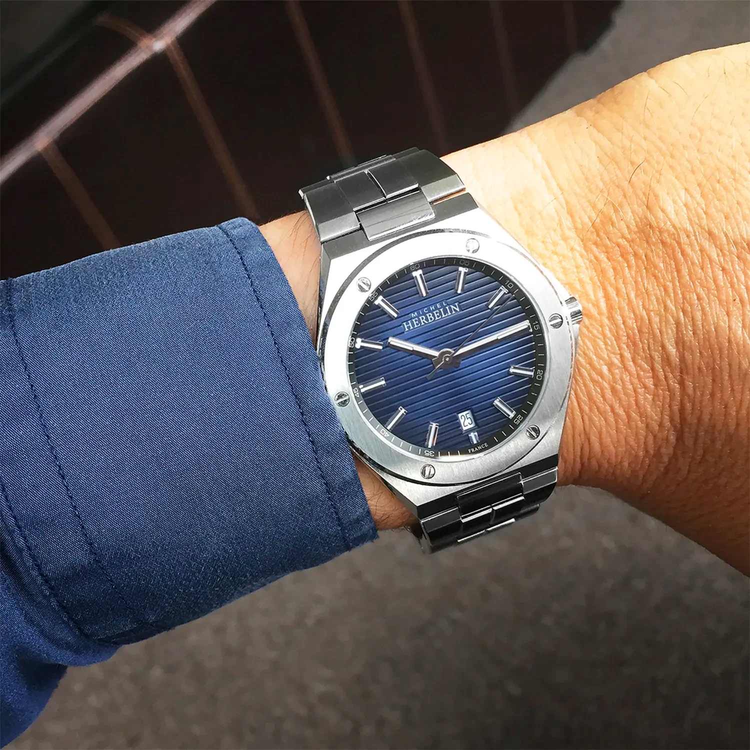 HERBELIN Cap Camarat Blue Gradient Dial 40.5mm Silver Stainless Steel Bracelet 12245B15 - 