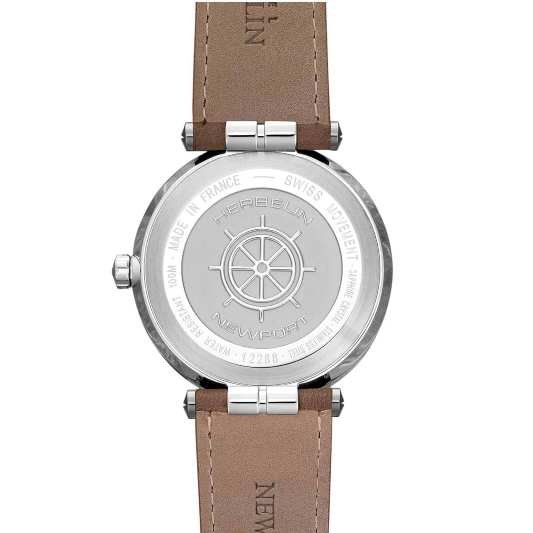 HERBELIN Newport Gent Brown Dial 40.5mm Silver Stainless Steel Brown Leather Strap 12288A27MA - 3