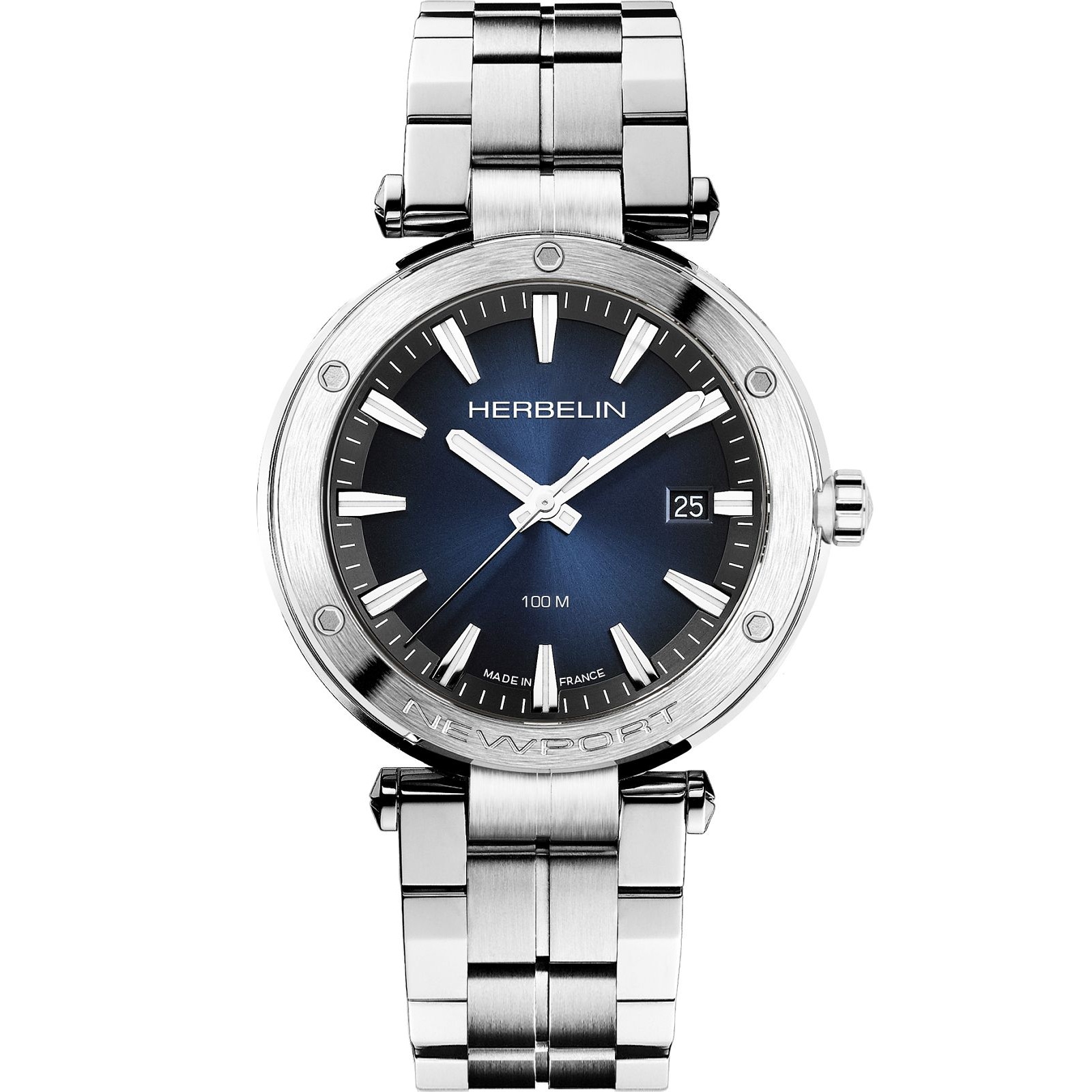 HERBELIN Newport Gent Blue Dial 40.5mm Silver Stainless Steel Bracelet 12288B15 - 