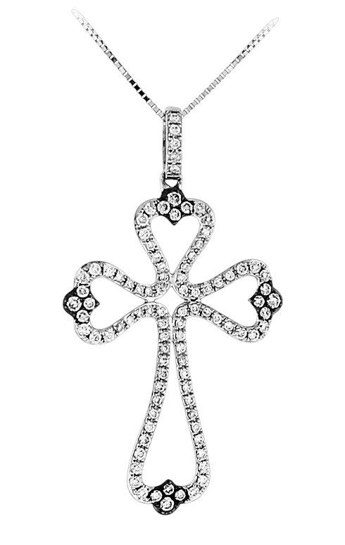 CROSS with Chain SENZIO Collection K18 White Gold with Brilliant Diamonds 122A-172D - 