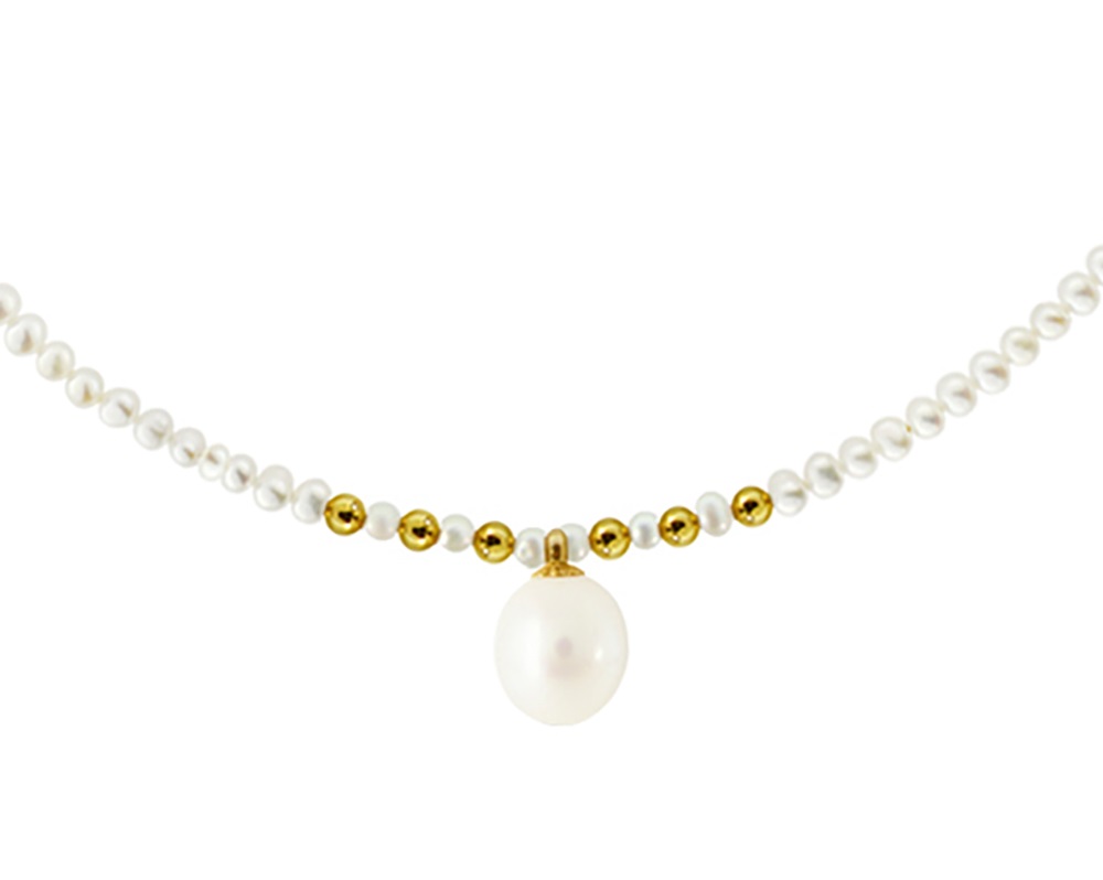 NECKLACE SENZIO with Pearls in 14K Yellow Gold 123385CN709 - 2