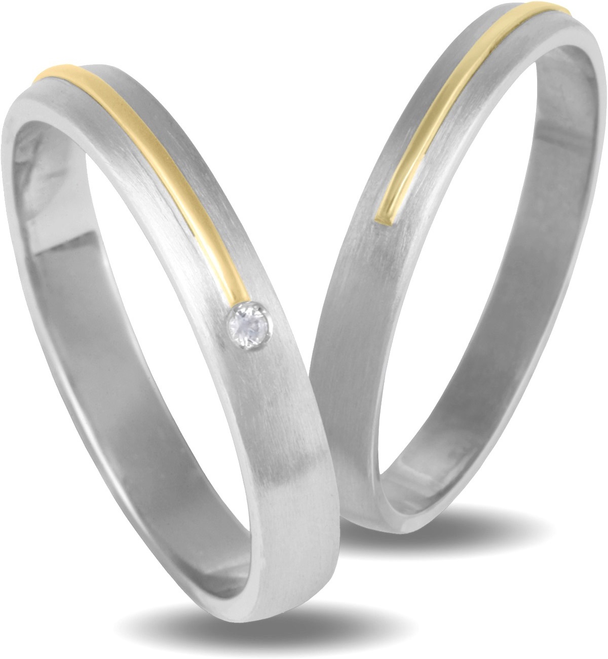 VERES4EVER Collection Βέρες Λευκό και Κίτρινο Χρυσό V2001CZ