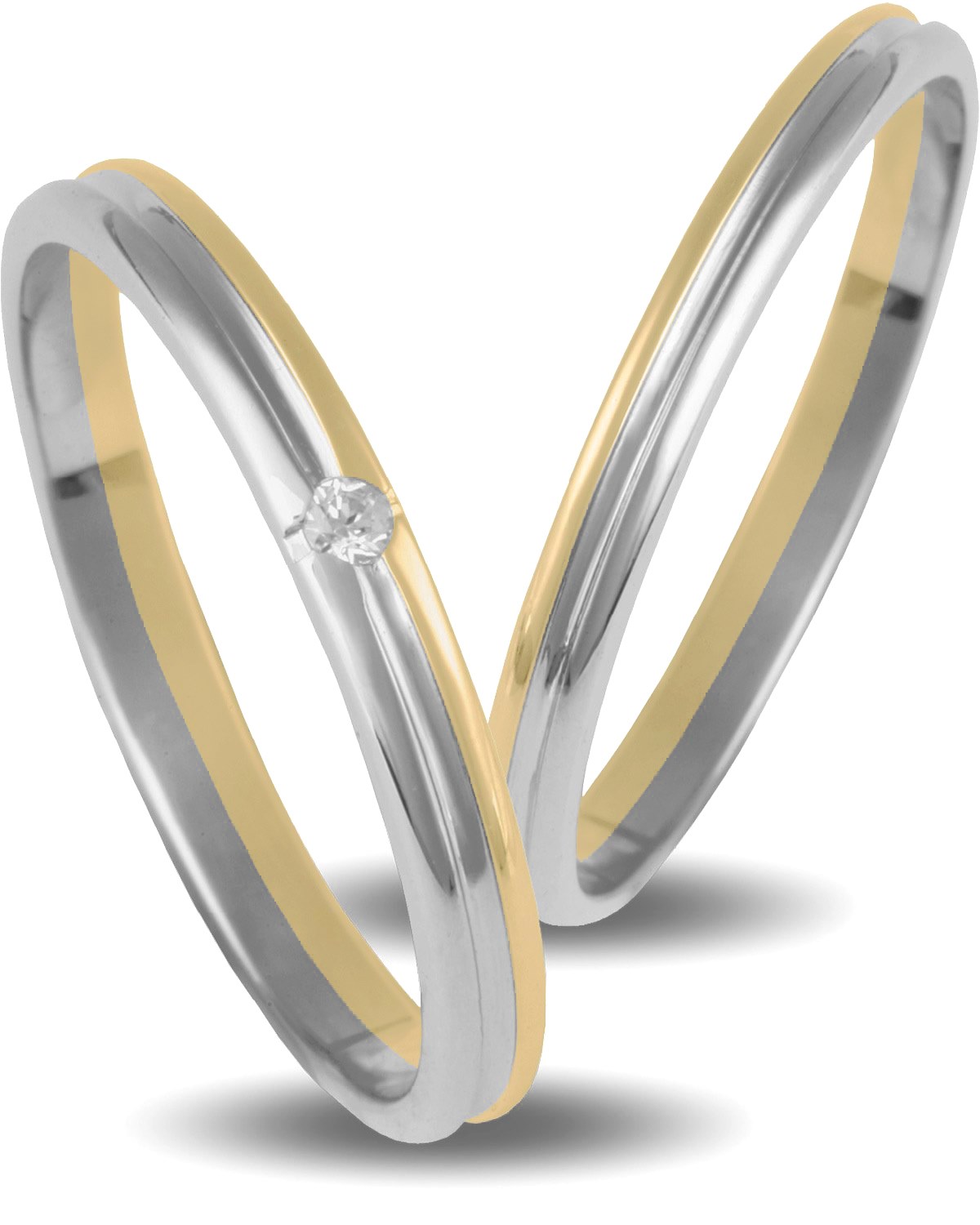 VERES4EVER Collection Βέρες Λευκό και Κίτρινο Χρυσό V2004CZ - Κίτρινο & Λευκό Χρυσό