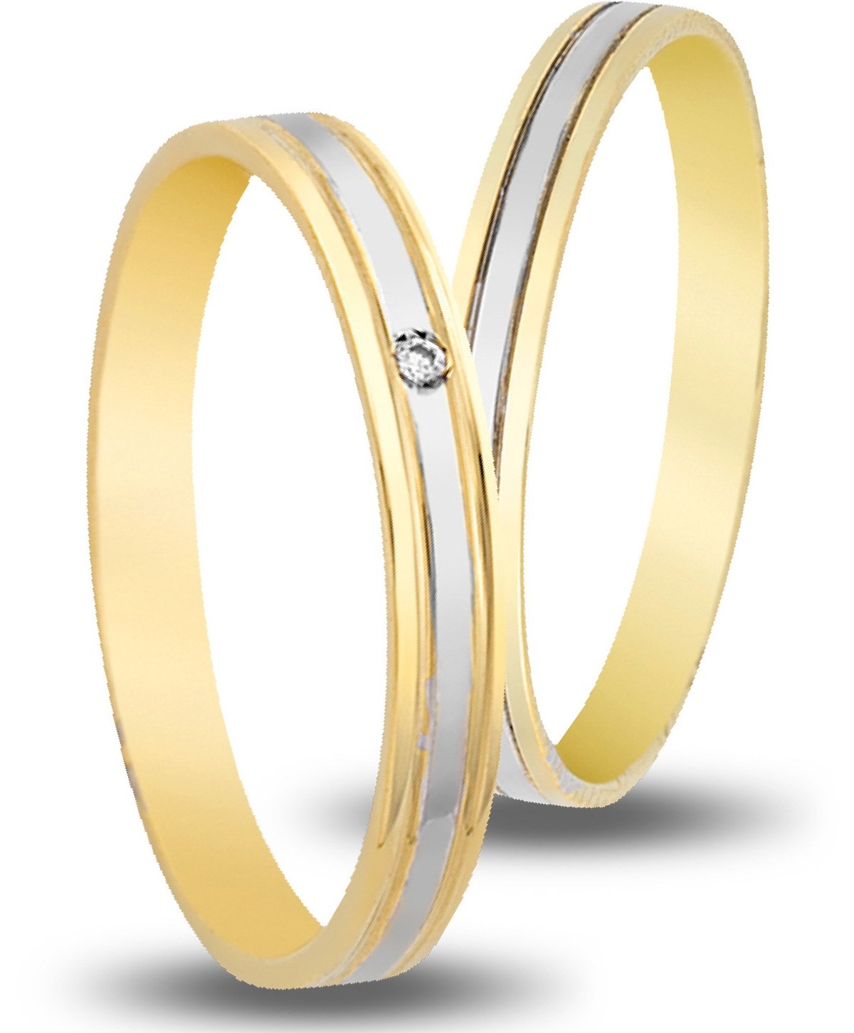 VERES4EVER Collection Βέρες Λευκό και Κίτρινο Χρυσό V3134CZ - Κίτρινο & Λευκό Χρυσό