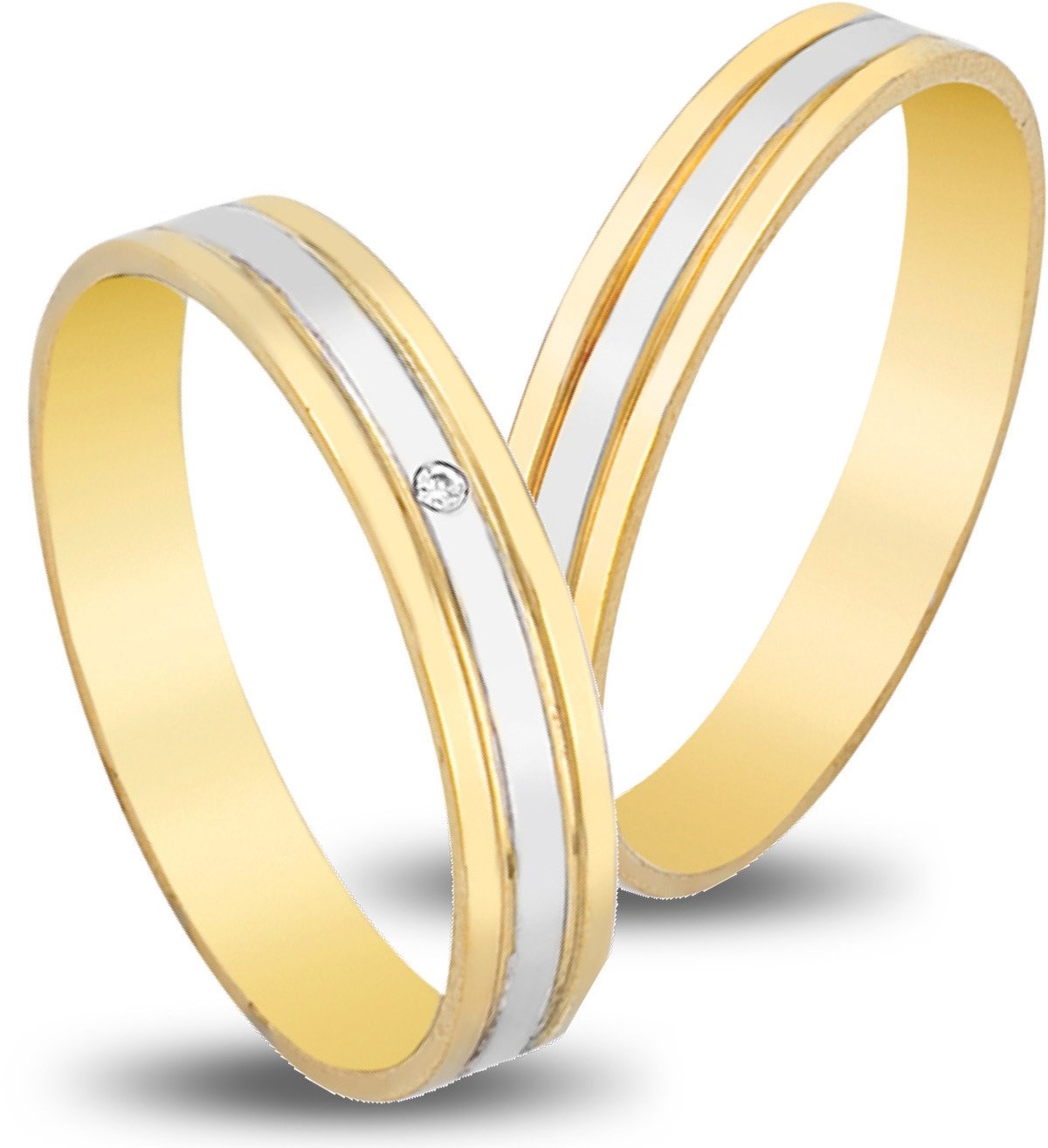 VERES4EVER Collection Βέρες Λευκό και Κίτρινο Χρυσό V3144CZ - Κίτρινο & Λευκό Χρυσό