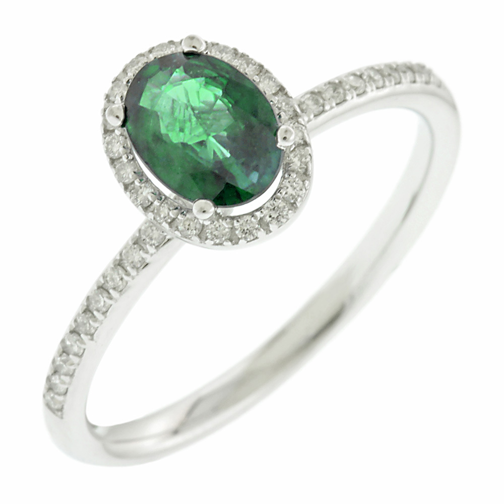 ΔΑΧΤΥΛΙΔΙ Ροζέτα σε Λευκό Χρυσό Κ18 με Σμαράγδι και Διαμάντια Brilliant PRX0054