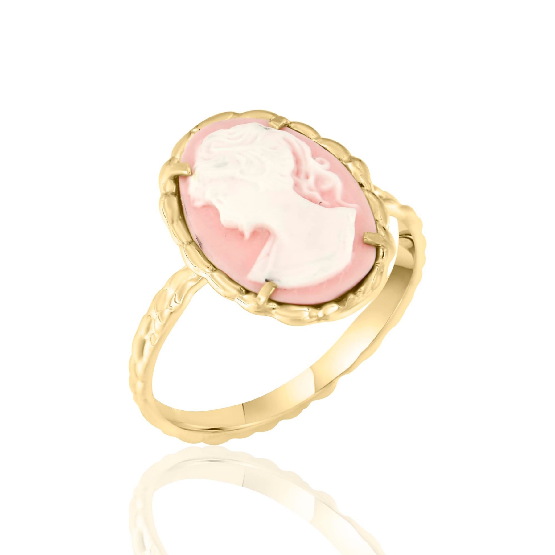 ΔΑΧΤΥΛΙΔΙ Cameo Χειροποίητο Κ14 Κίτρινο Χρυσό 14040R - 