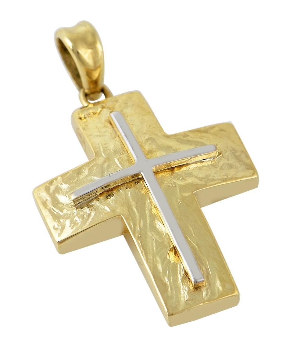 ΣΤΑΥΡΟΣ Ανδρικός FILVA Oro σε 14K Κίτρινο και Λευκό Χρυσό CR0243 - 