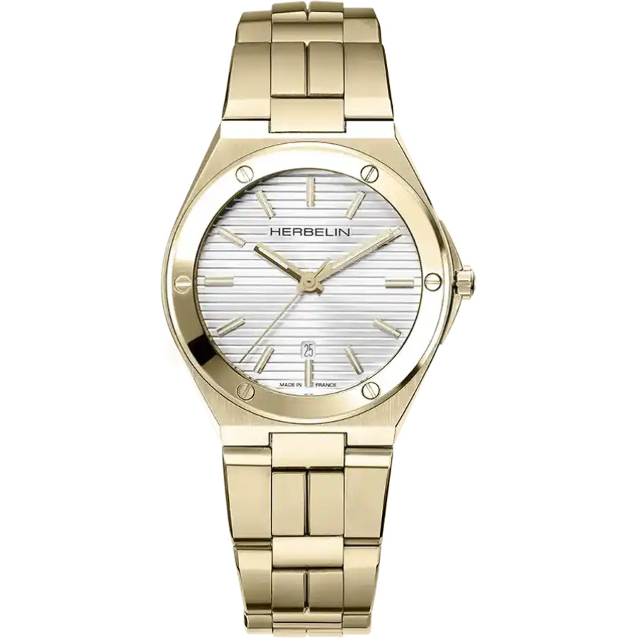 HERBELIN Cap Camarat Lady White Dial 33mm Gold Stainless Steel Bracelet 14545BP1N11 - 