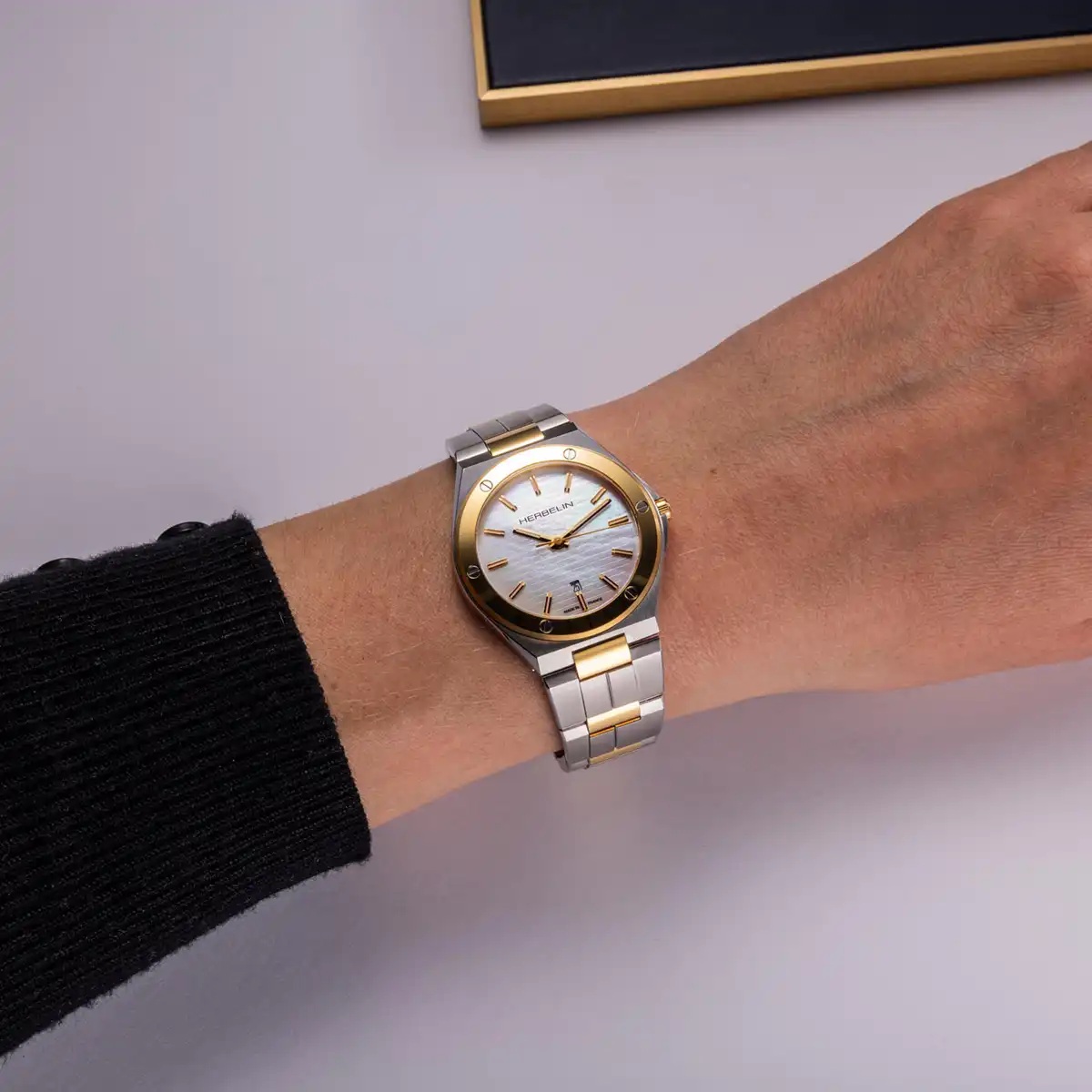 HERBELIN Cap Camarat Lady White Pearl Dial 33mm Two-Tone Gold Stainless Steel Bracelet 14545BT19 - 