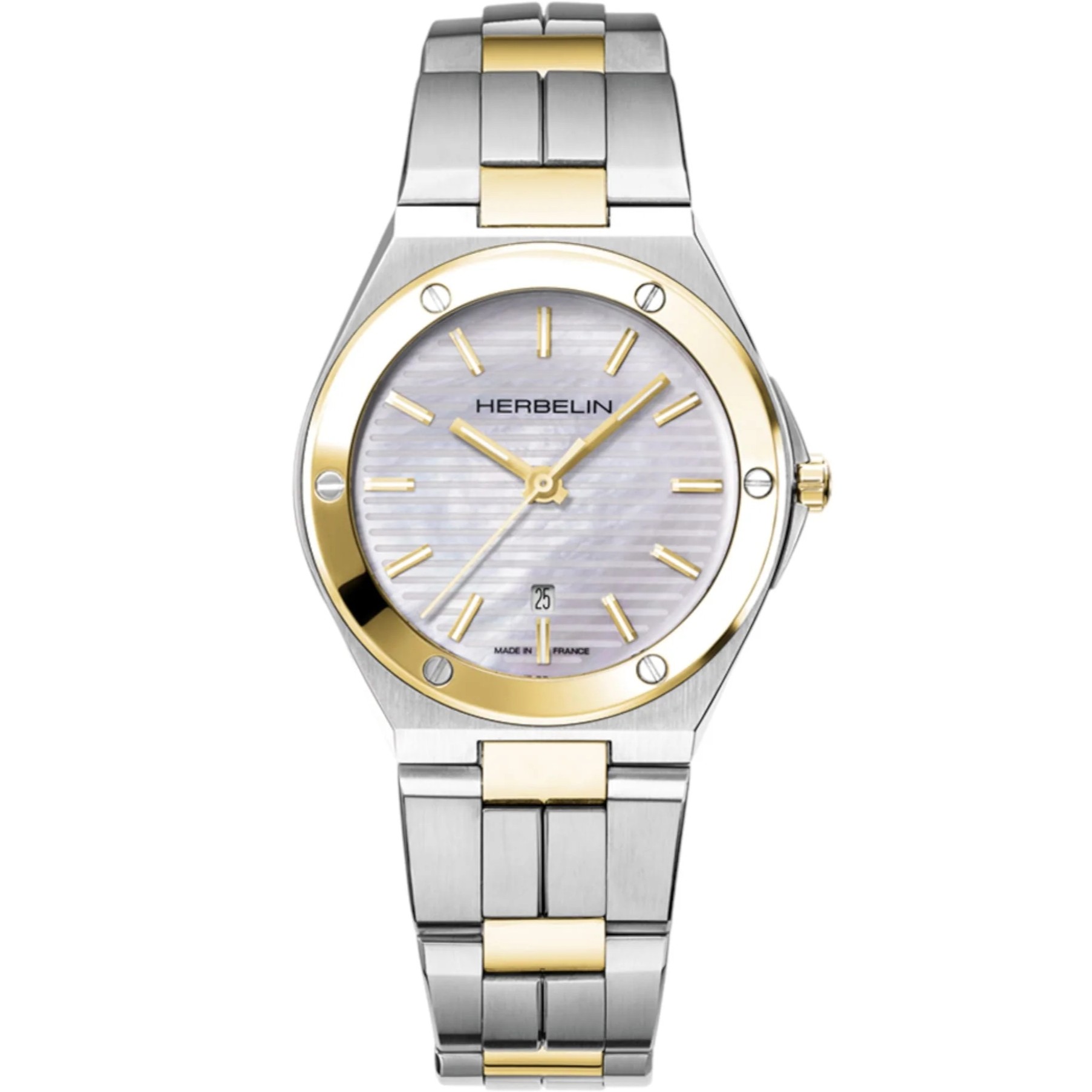 HERBELIN Cap Camarat Lady White Pearl Dial 33mm Two-Tone Gold Stainless Steel Bracelet 14545BT19 - 