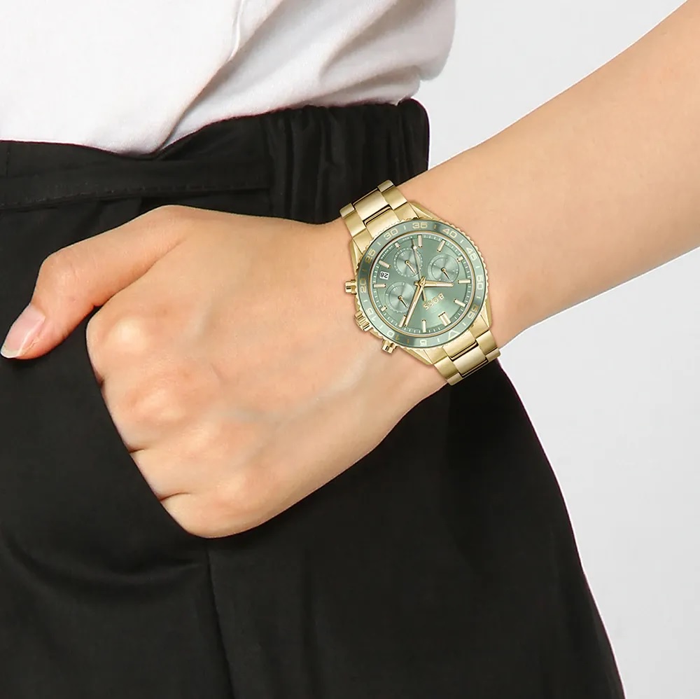 BOSS Runner Multifunction Green Dial 38mm Gold Stainless Steel Bracelet 1502755 - 4
