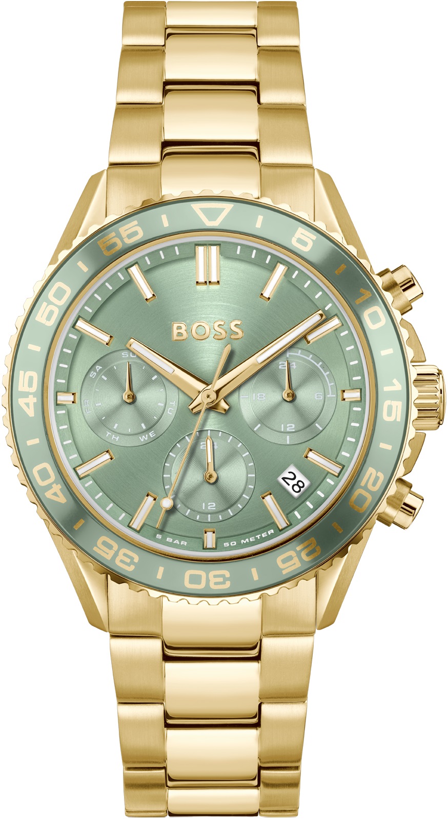 BOSS Runner Multifunction Green Dial 38mm Gold Stainless Steel Bracelet 1502755 - 1