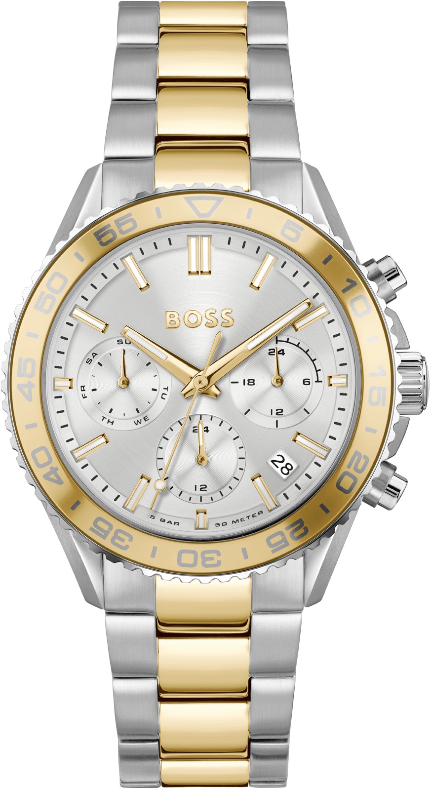 BOSS Runner Multifunction Silver Dial 38mm Two Tone Gold Stainless Steel Bracelet 1502756 - 1