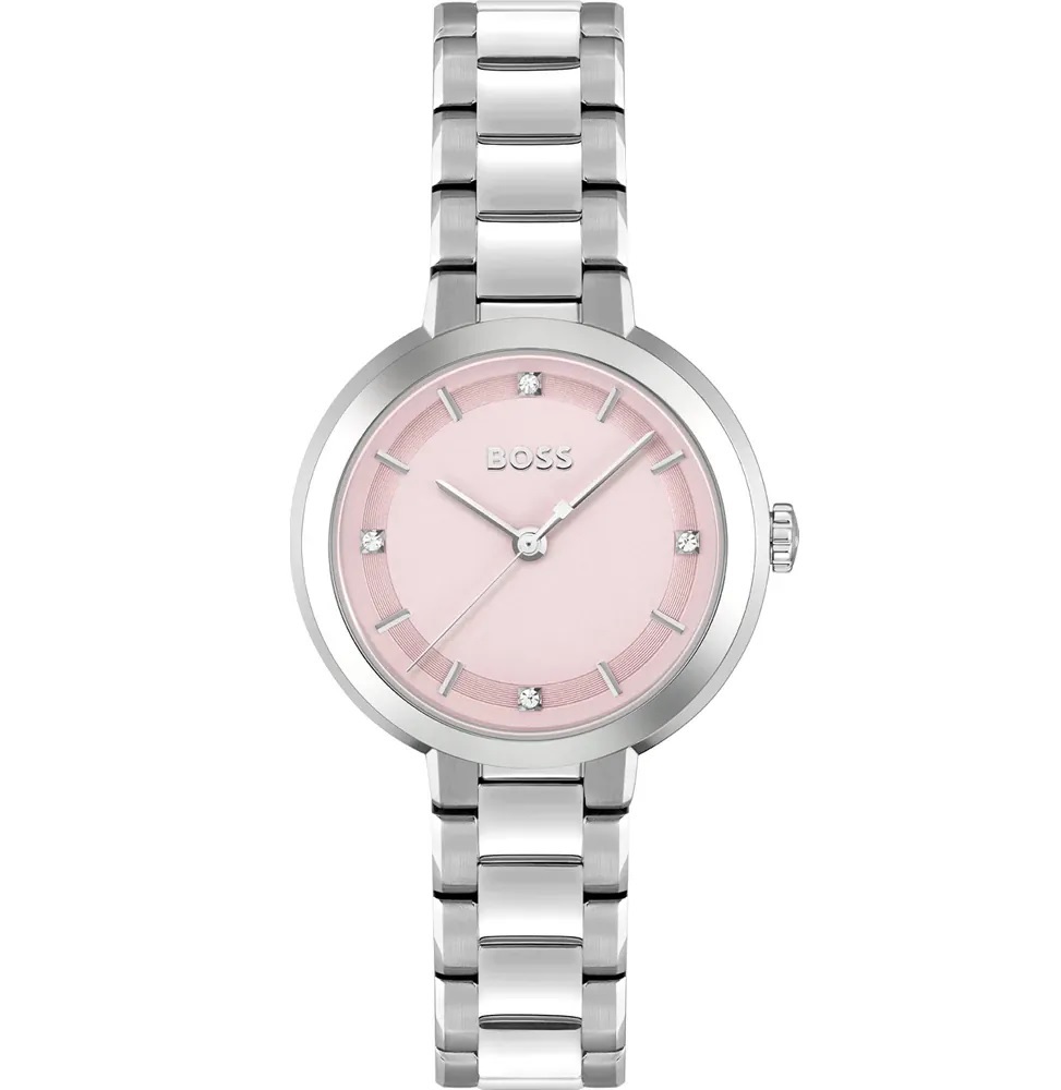 BOSS Sena Lady's Pink Dial 34mm Silver Stainless Steel Bracelet 1502757 - 