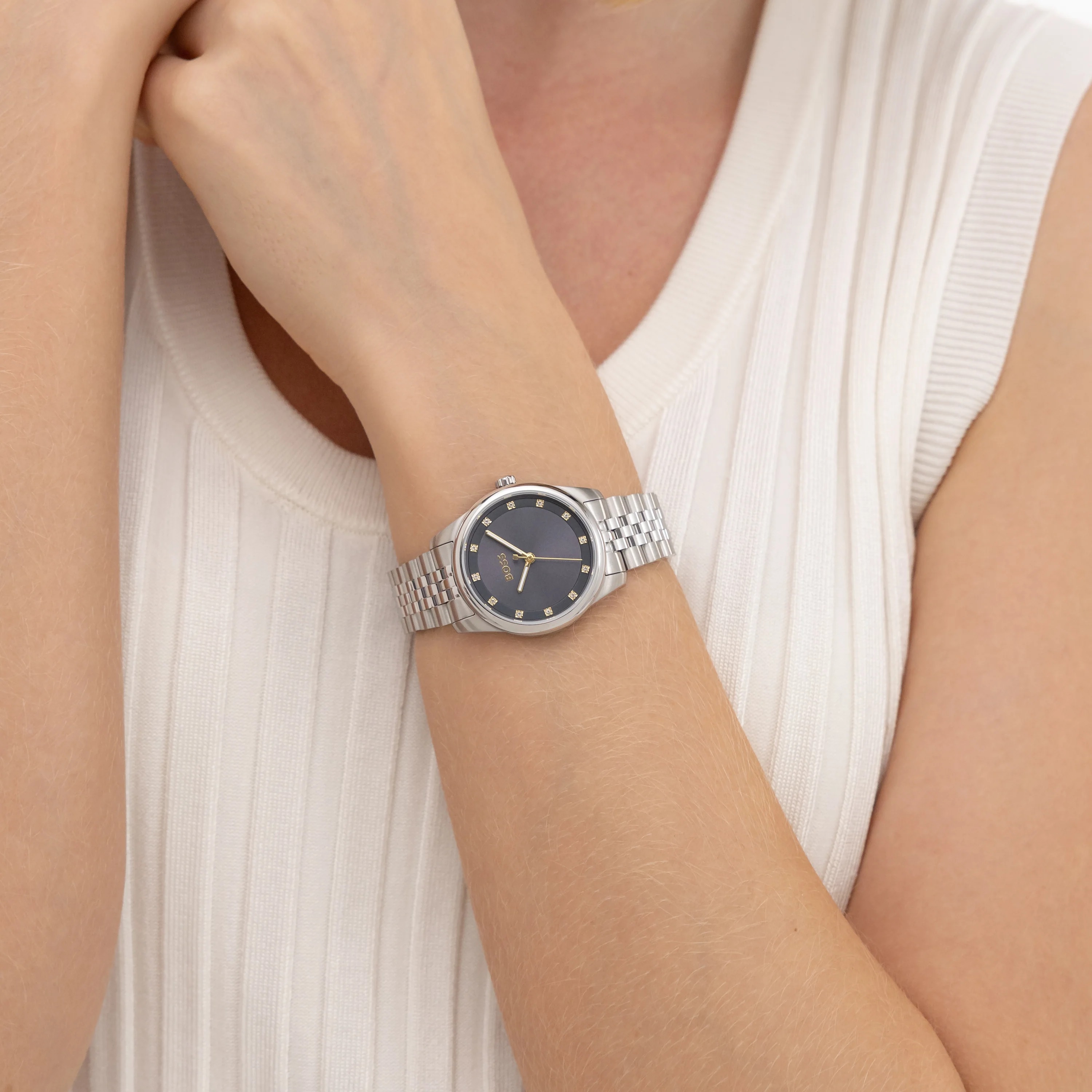 BOSS Graceful Precious Blue Dial 32mm Silver Stainless Steel Bracelet 1502809 - 