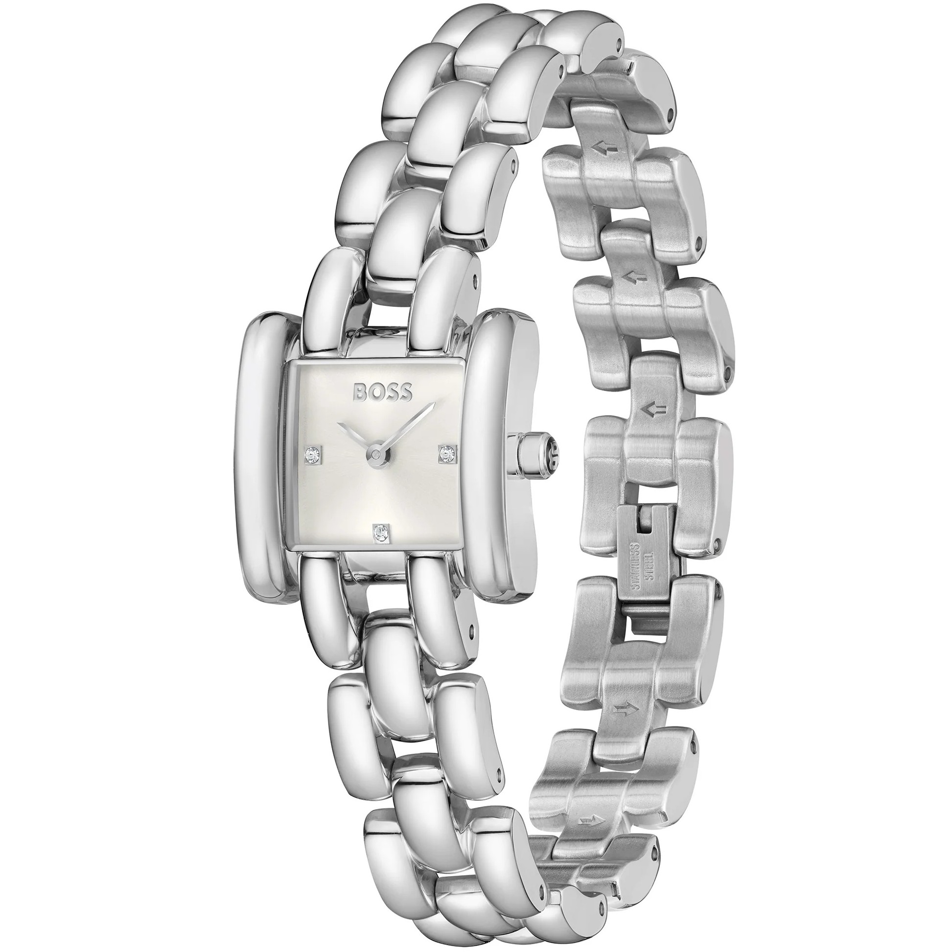 BOSS Violet White Mother of Pearl Dial 21mm Silver Stainless Steel Bracelet 1502873 - 