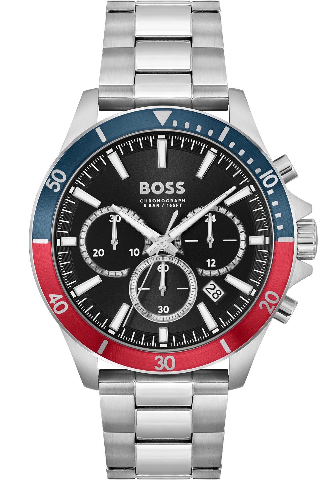 BOSS Troper Chronograph Black Dial 45mm Silver Stainless Steel Bracelet 1514108 - 1