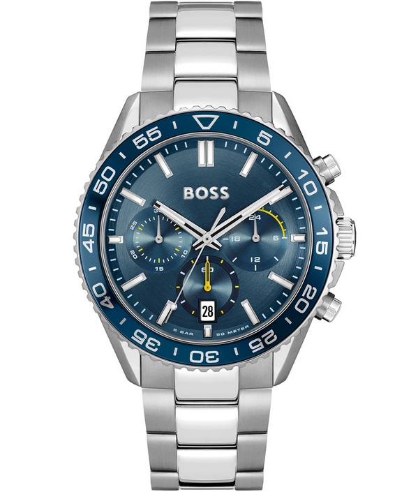 BOSS Sport Runner Lux Chronograph Blue Dial 43mm Silver Stainless Steel Bracelet 1514143 - 1