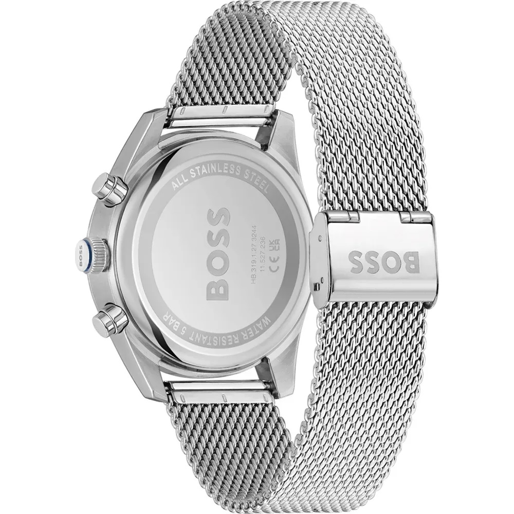 BOSS Skytraveller Chronograph Blue Dial 44mm Silver Stainless Steel Milanese Bracelet 1514149 - 3