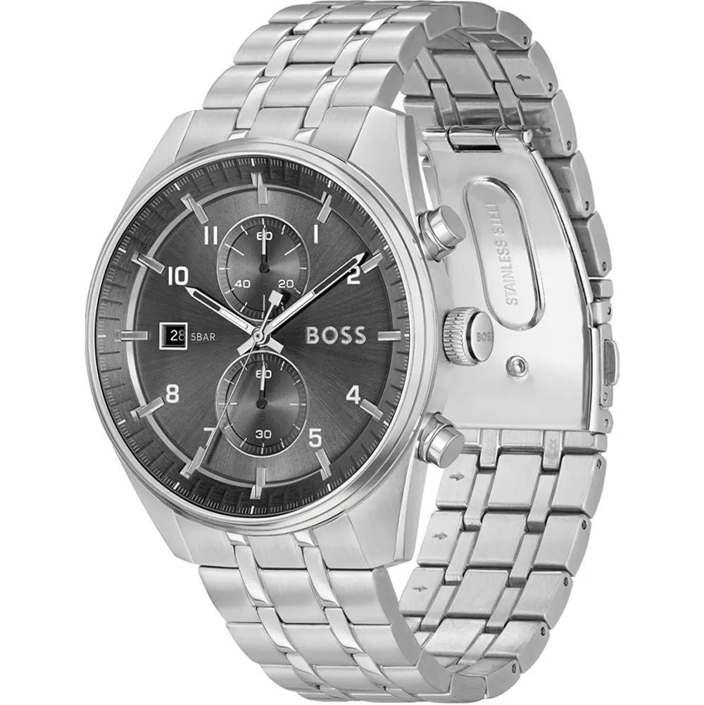 BOSS Skytraveller Chronograph Grey Dial 44mm Silver Stainless Steel Bracelet 1514151 - 