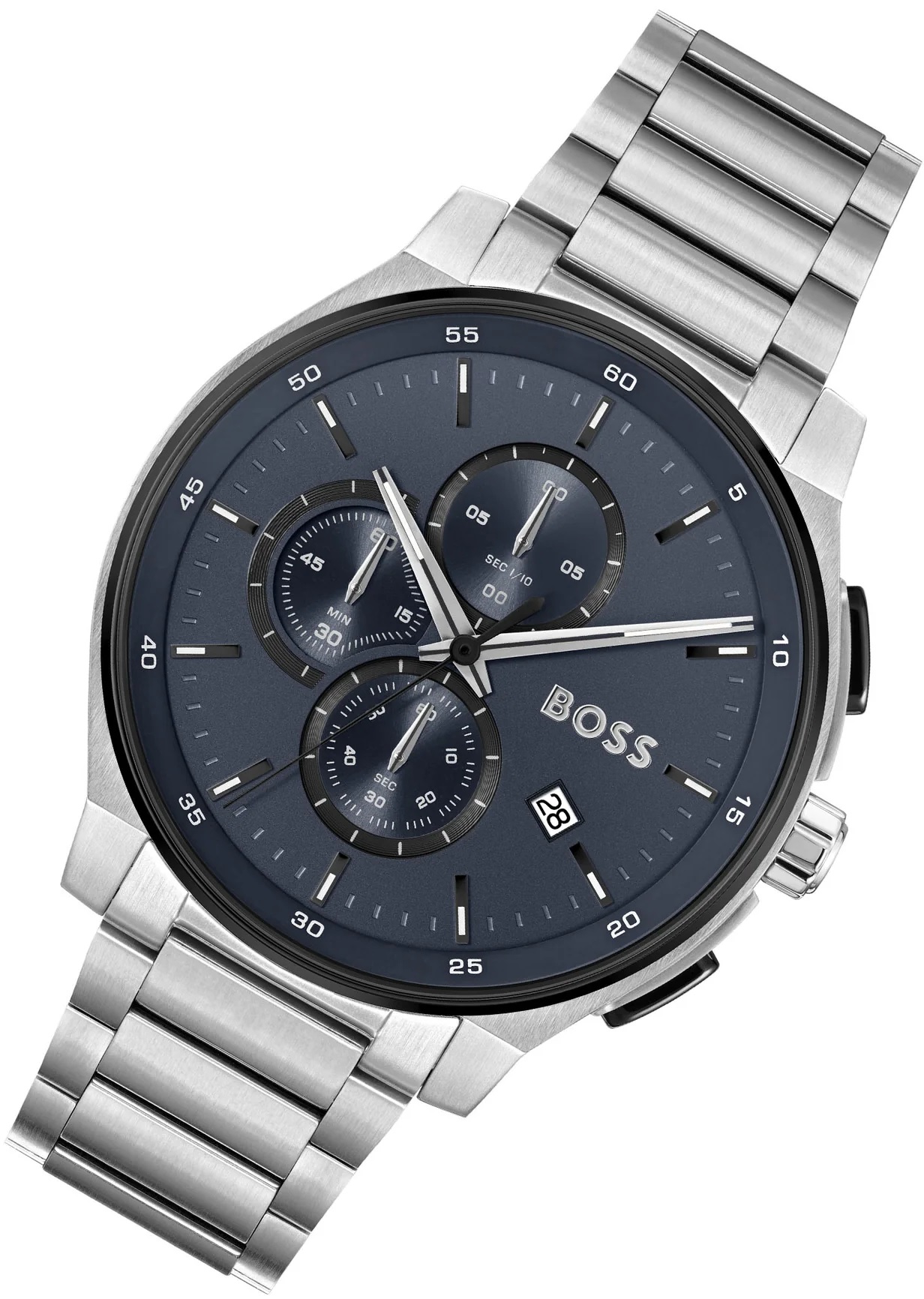 BOSS Peak 2.0 Chronograph Blue Dial 45mm Silver Stainless Steel Bracelet 1514189 - 