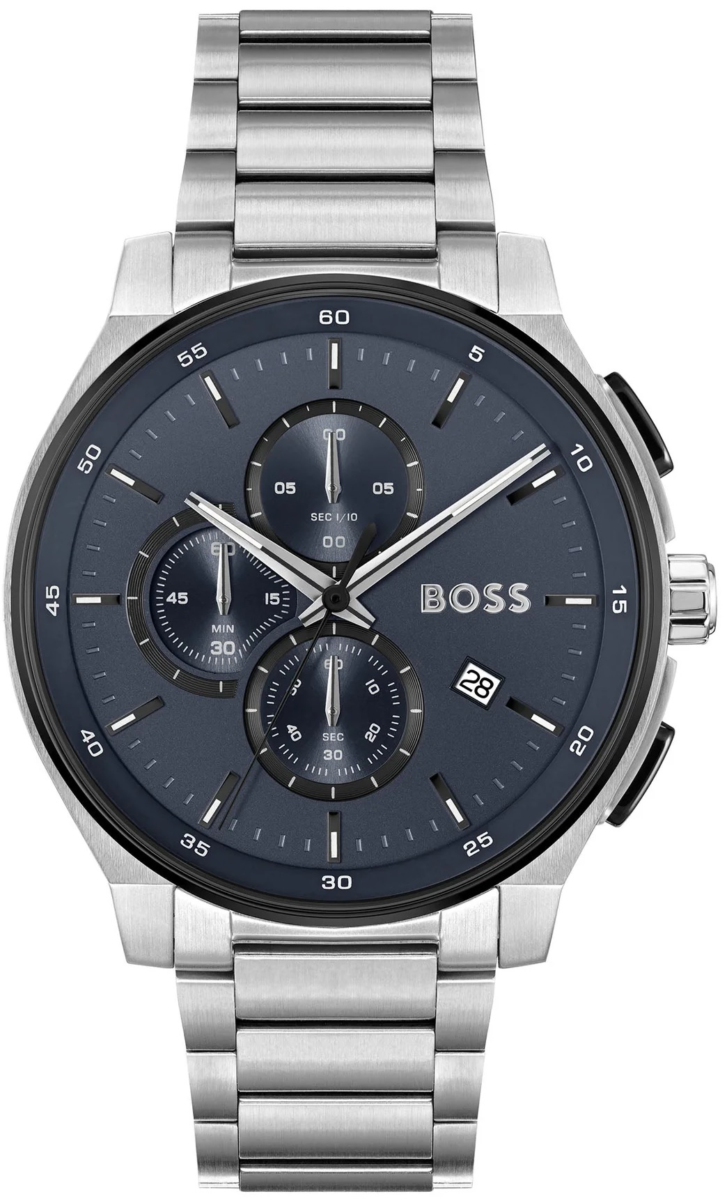 BOSS Peak 2.0 Chronograph Blue Dial 45mm Silver Stainless Steel Bracelet 1514189 - 