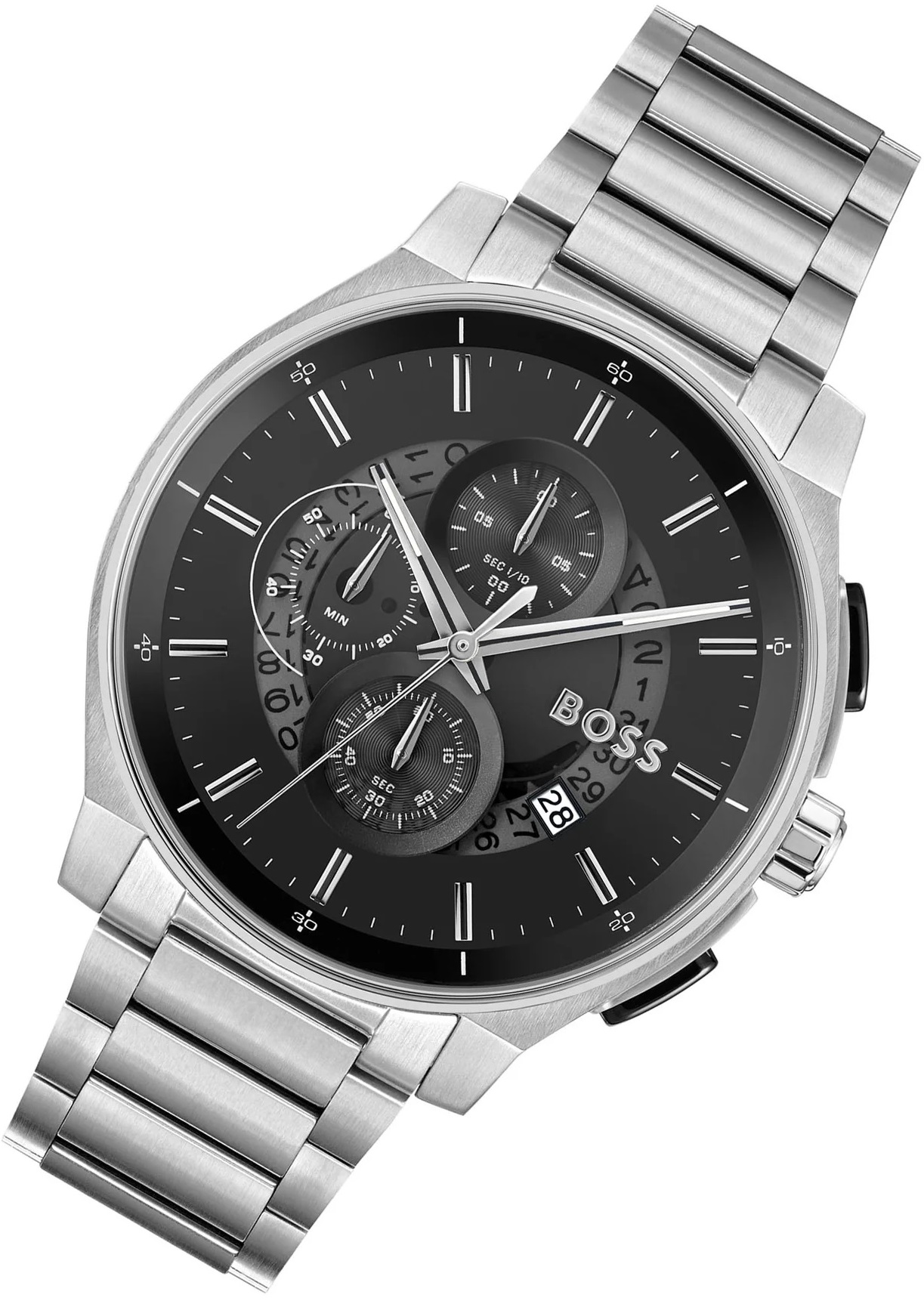 BOSS Peak 2.0 Chronograph Black Dial 45mm Silver Stainless Steel Bracelet 1514191 - 3