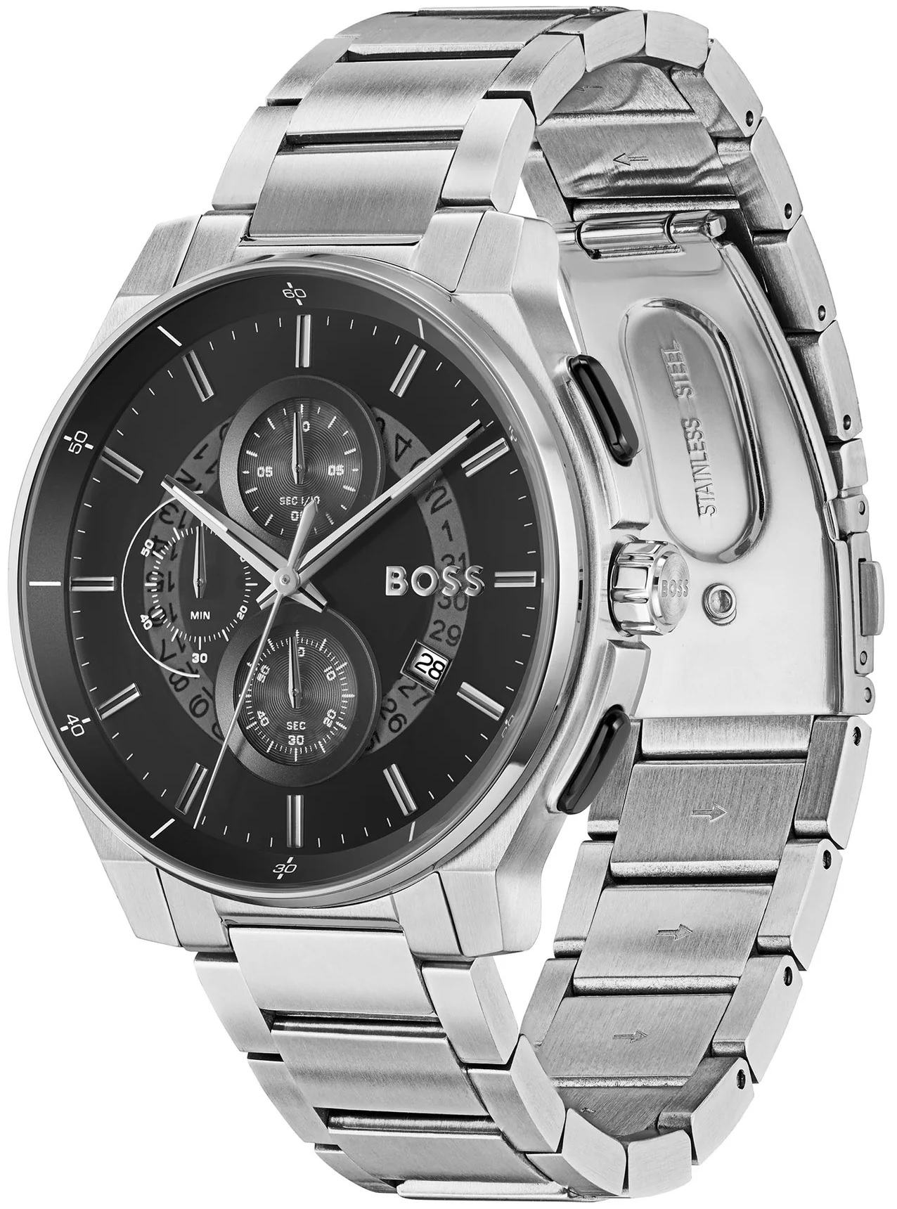 BOSS Peak 2.0 Chronograph Black Dial 45mm Silver Stainless Steel Bracelet 1514191 - 4
