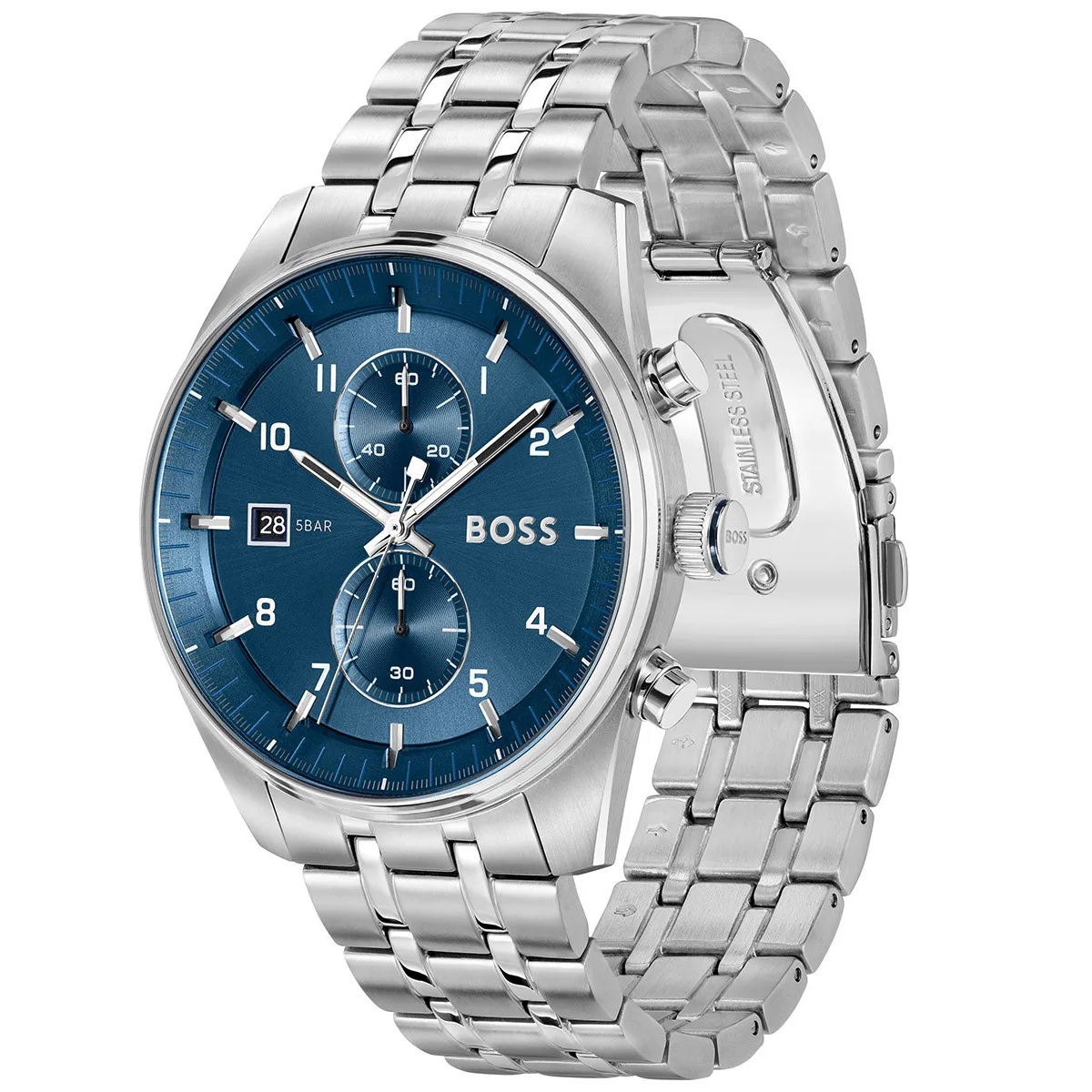BOSS Skytraveller Chronograph Blue Dial 44mm Silver Stainless Steel Bracelet 1514216 - 3