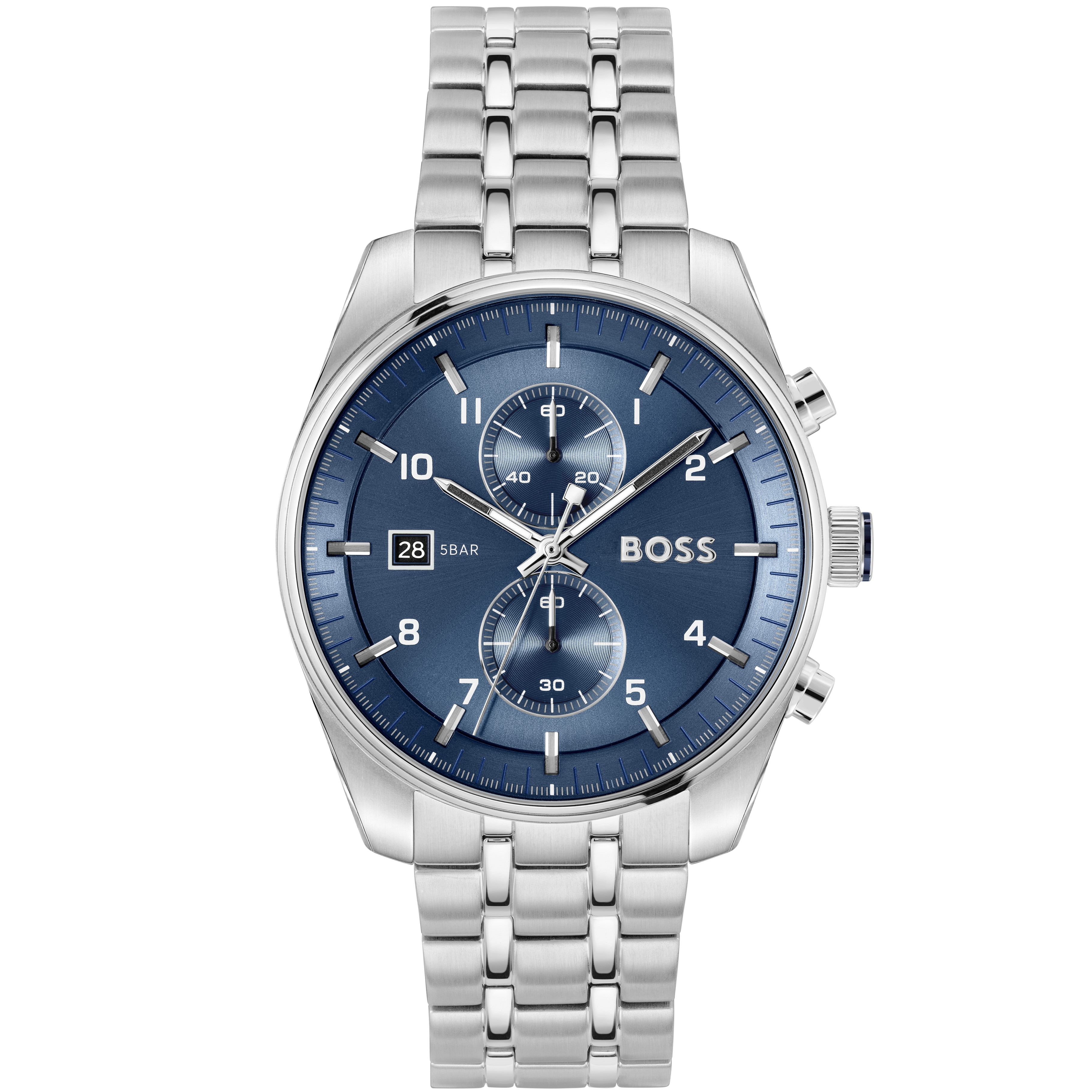 BOSS Skytraveller Chronograph Blue Dial 44mm Silver Stainless Steel Bracelet 1514216 - 